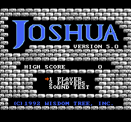 Joshua: The Battle of Jericho title screen for NES
